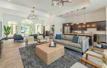 Resident lounge with kitchen and dining space